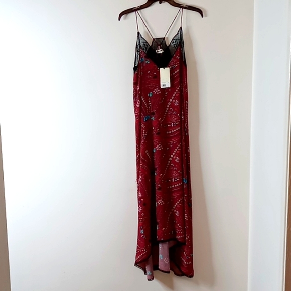 Zadig & Voltaire Risty Psyche Mixed Print Midi Dress In Wine Size Small - Picture 4 of 14
